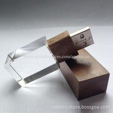 Crystal Promotional USB Flash Drive, USB2.0 and 3.0 Interface, OEM and ODM Orders Welcomed